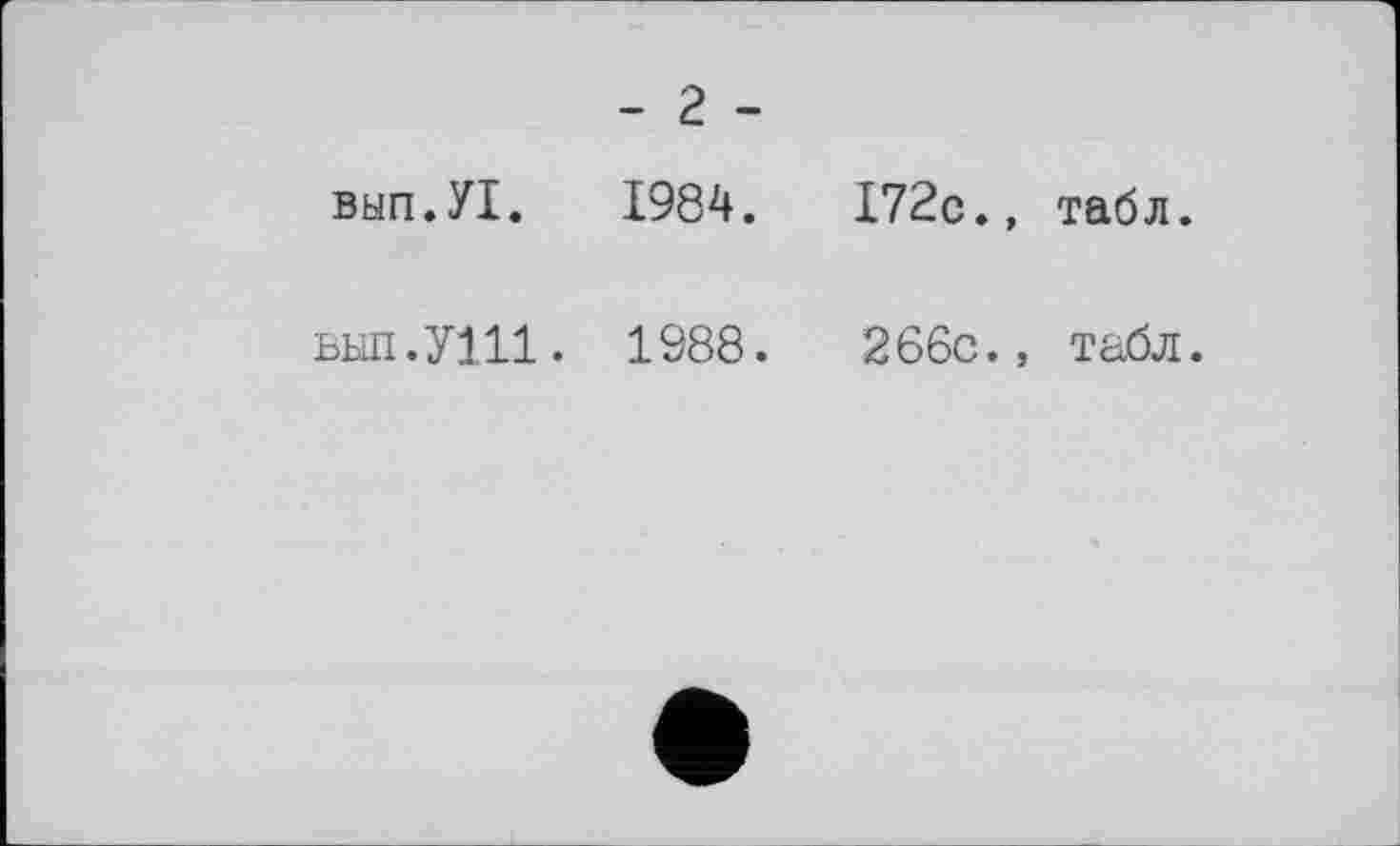 ﻿- 2 -
вьіп.УІ.	1984.	172с.»
внп.УІИ. 1988.	266с.,
табл.
табл.